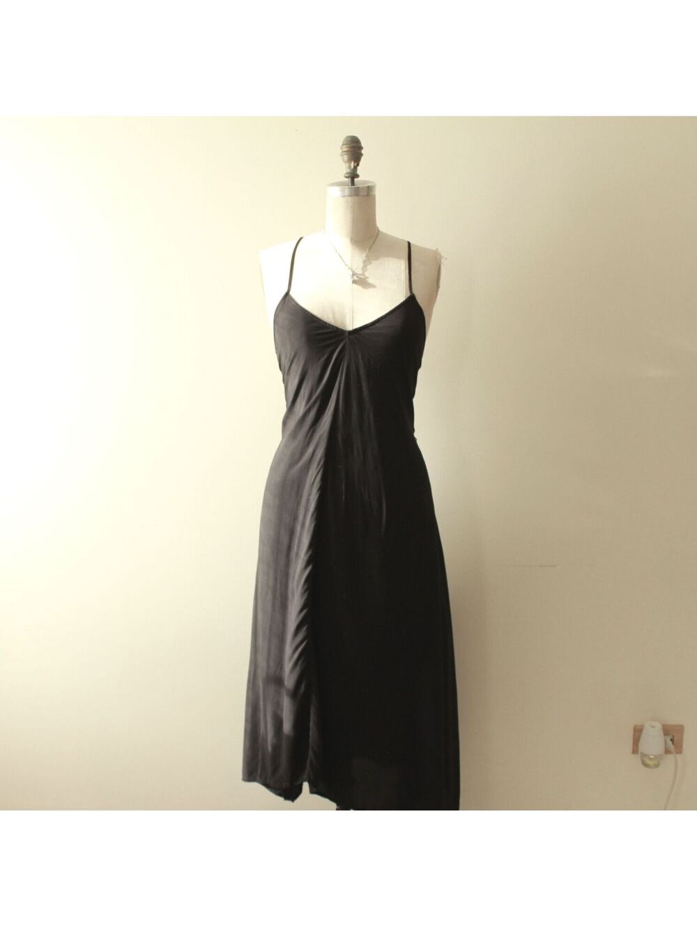ModCloth Black Handkerchief Hem Strappy Midi Dress XS